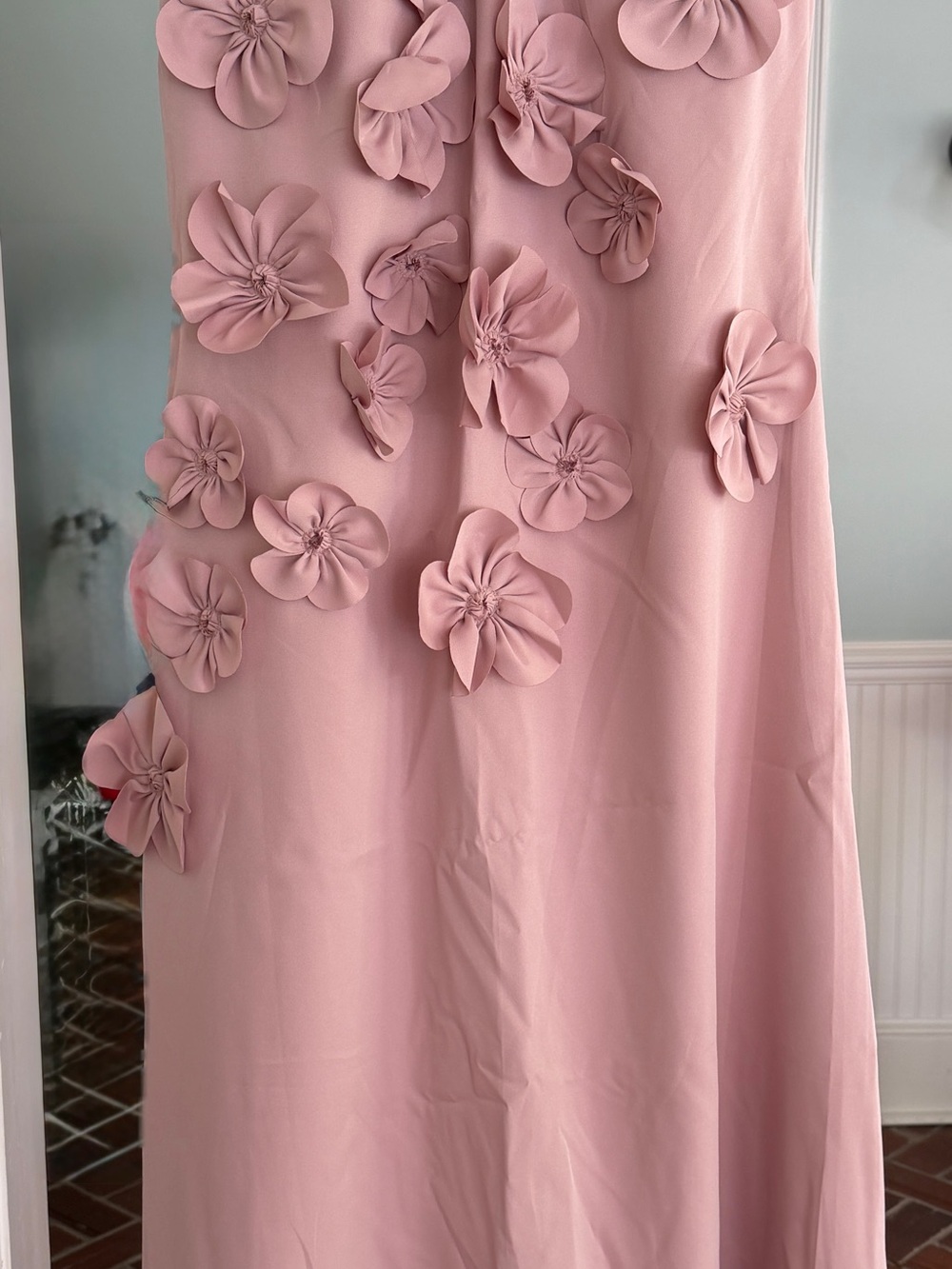 Jersey A-Line Appliqué Flowers Formal Dress in Dusty Rose